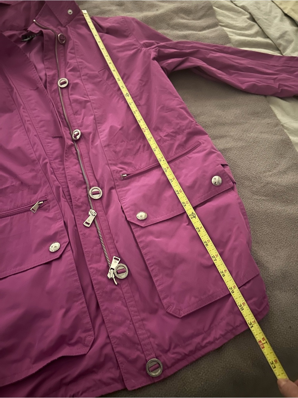 Ralph Lauren Hooded Raincoat in Bright Fuchsia - Picture 8 of 8